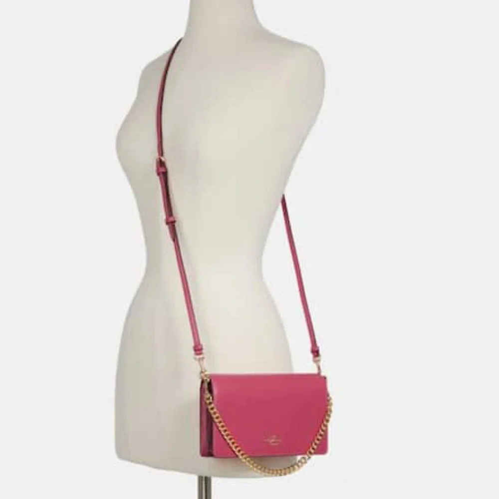 COACH Anna Foldover Clutch Crossbody With Chain